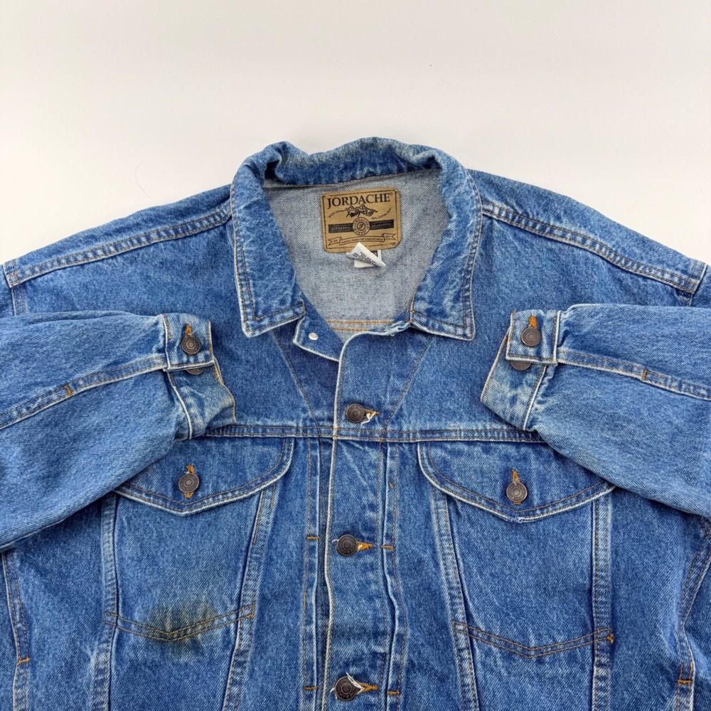 Jordache Vintage Denim Trucker Jacket 90s Rugged Cotton Blue Large